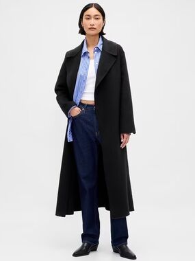 GAP Black Wool Blend Coat Tall NWT